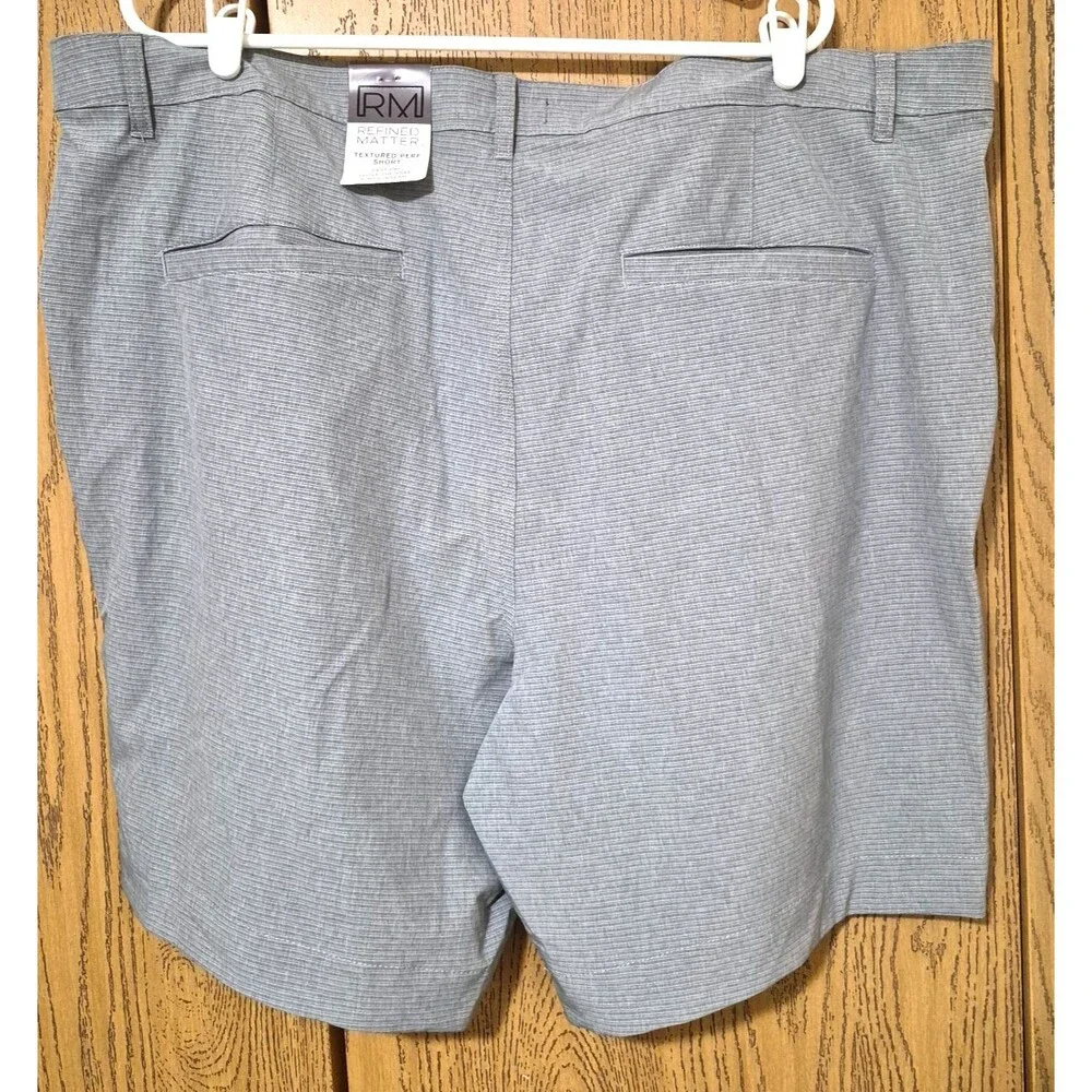 Refined Matter Men's Grey Stripe Shorts Pockets Belt Loop Size 46 NWT